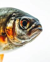 Mystic Portrait of Tinfoil Barbfish isolated with white background photo