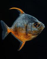 Mystic portrait of Freshwater Pomfret isolated with black background photo