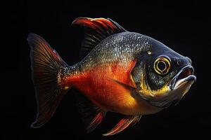 Mystic portrait of Freshwater Pomfret isolated with black background photo