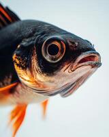 Mystic Portrait of java Barbfish isolated with gray background photo