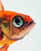 Mystic Portrait of java Barbfish isolated with gray background photo