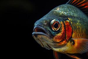 Mystic Portrait of Java Barbfish isoalted with black background photo