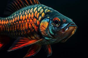Mystic Portrait of Java Barbfish isolated with black background photo