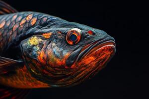Mystic Portrait of Giant Snake Head Fish In studio photo