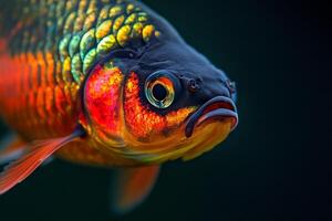 Mystic Portrait of Java Barbfish isolated with black background photo