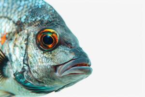 Mystic Portrait of Tilapia isolated with gray background photo