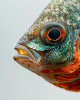 Mystic Portrait of Tilapia isolated with gray background photo
