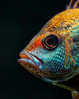 Mystic portrait of Tilapia Isolated with black background photo
