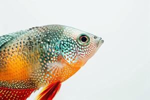 Mystic portrait of Gourami isolated with white background photo