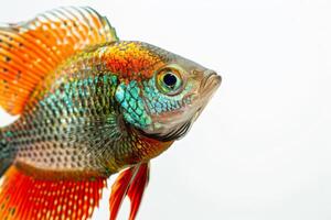 Mystic portrait of Gourami isolated with white background photo