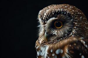 Boreal Owl Isolated With Black Background photo