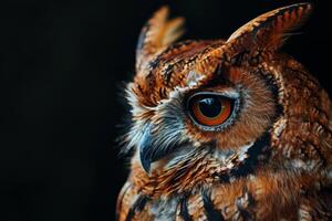 African Scops Owl Isolated with black background photo