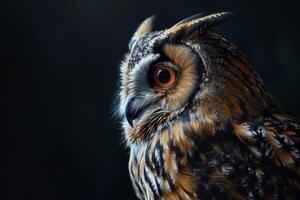 Boreal Owl Isolated With Black Background photo