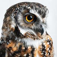 Boreal owl isoalted with gray background photo