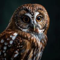Boreal Owl Isolated With Black Background photo