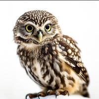 Little owl isolated with white background photo