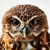 Little owl isolated with white background photo