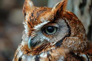 Screech owl isolated with gray background photo