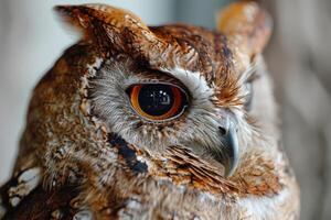 Screech owl isolated with gray background photo