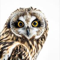 Short-eared owl isolated with white background photo