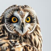 Short-eared owl isolated with gray background photo