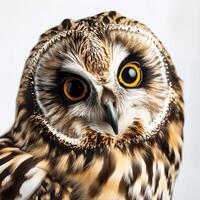 Short-eared owl isolated with white background photo