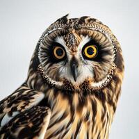 Short-eared owl isolated with white background photo