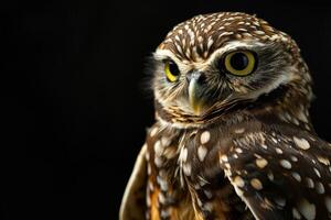 Burrowing Owl isolated with black background photo