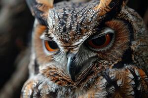 African Scops Owl isolated with black background photo