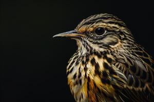Mystic portrait of Rosy Pipit Isolated With Black Background photo