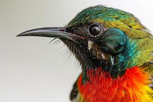 Mystic portrait of Olive-backed Sunbird isolated with white background photo