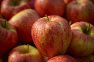A pile of apples with yellow spots on them photo