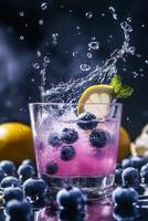 Blueberry cocktail with lemonade splash photo