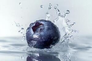 Blueberry splash water splash blueberry fruit in water photo