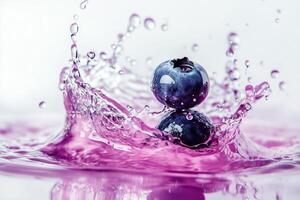 Blueberries in water splash photo