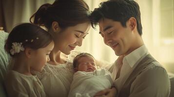A family with a newborn baby photo