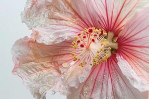 A close up of a pink flower with water droplets photo