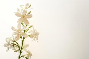 White jasmine flowers on a white background photo