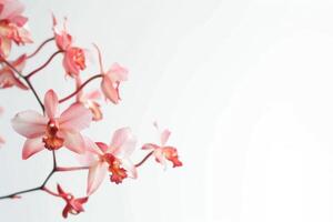 Pink orchids on a white background photo