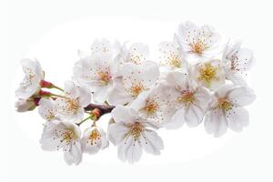 White cherry blossoms on a branch photo