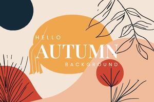 Experience the beauty of autumn in this abstract artwork, highlighted by warm tones and natural leaf illustrations. Ideal for fall promotions and creative projects seeking a touch of elegance vector
