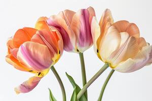 A vase with three tulips in it photo