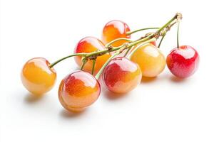 A bunch of cherries on a white background photo