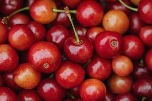 A close up of a bunch of cherries photo