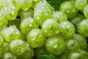 Green grapes with water droplets on them photo