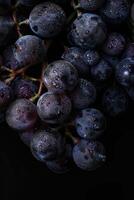 A bunch of grapes on a black background photo