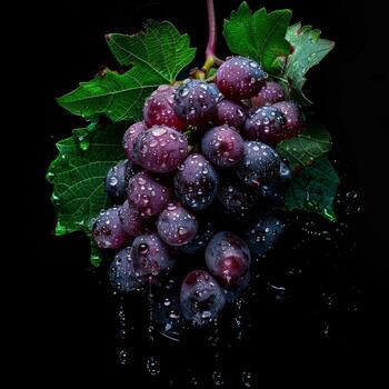 A bunch of grapes with water drops on them photo