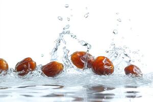 A group of dates falling into water photo