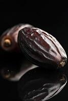 Two dates on a black surface photo