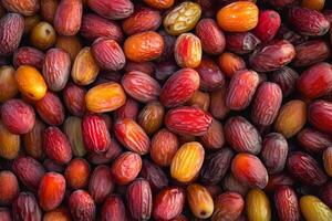 Date palm fruit, a variety of date palm fruit, a variety of date palm fruit, a photo
